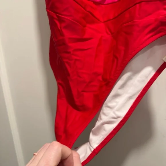 Summersalt Sidestroke One Piece Swimsuit 8 Pink Red Colorblock Vacation Summer - Picture 8 of 13